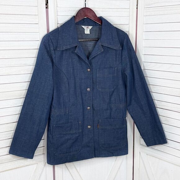 Vintage 70s Levi’s Safari Denim Blazer Leisure Jacket Orange Tab Blue Large - Picture 9 of 15